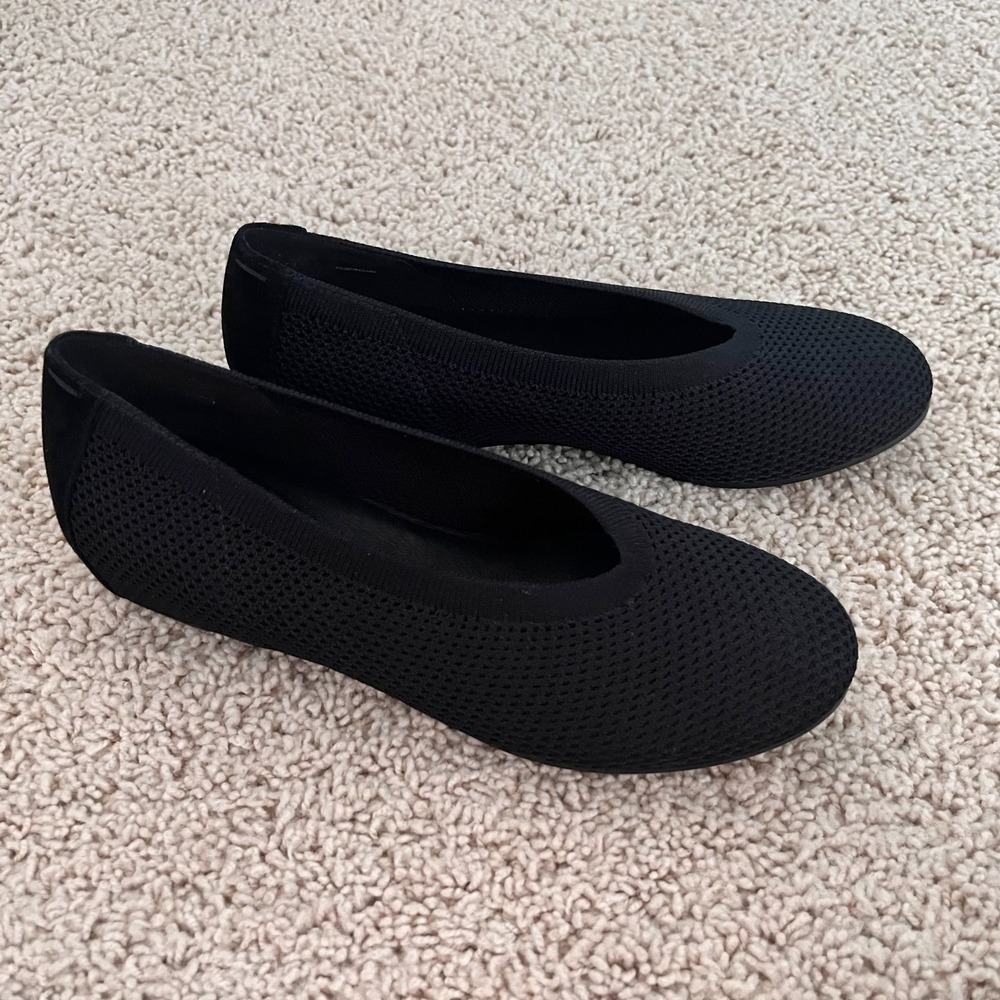 EILEEN FISHER Heaven Stretch Knit Ballet Flats Shoes Black Womens Size 8.5